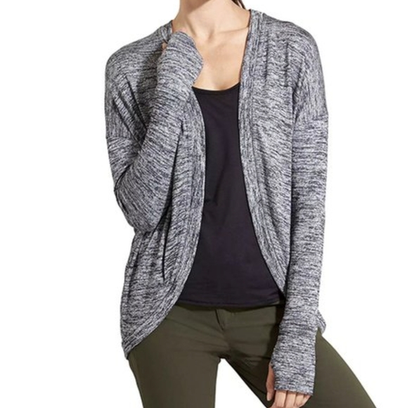 Athleta Sweaters - Athleta L Pose Wrap Cardigan Luxe Dark Marl Gray